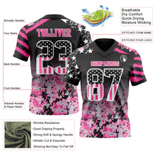 Load image into Gallery viewer, Custom Black USA Flag Camo White-Pink Authentic Gradient Digital Camouflage Stars &amp; Stripes Raglan Sleeves Football Jersey
