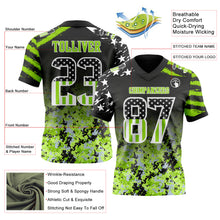 Laden Sie das Bild in den Galerie-Viewer, Custom Black USA Flag Camo White-Neon Green Authentic Gradient Digital Camouflage Stars &amp; Stripes Raglan Sleeves Football Jersey
