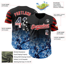 Laden Sie das Bild in den Galerie-Viewer, Custom Black USA Flag Camo White-Red Gradient Digital Camouflage Stars &amp; Stripes Two Tone Authentic Baseball Jersey
