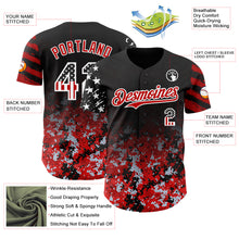 Laden Sie das Bild in den Galerie-Viewer, Custom Black USA Flag Camo White-Red Gradient Digital Camouflage Stars &amp; Stripes Two Tone Authentic Baseball Jersey

