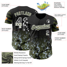 Charger l'image dans la galerie, Custom Black USA Flag Camo White-Olive Gradient Digital Camouflage Stars &amp; Stripes Two Tone Authentic Baseball Jersey
