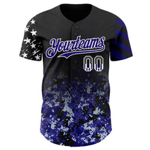 Laden Sie das Bild in den Galerie-Viewer, Custom Black USA Flag Camo White-Dark Purple Gradient Digital Camouflage Stars &amp; Stripes Two Tone Authentic Baseball Jersey
