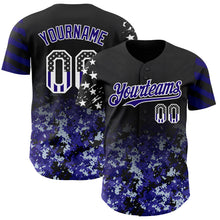 Laden Sie das Bild in den Galerie-Viewer, Custom Black USA Flag Camo White-Dark Purple Gradient Digital Camouflage Stars &amp; Stripes Two Tone Authentic Baseball Jersey
