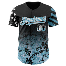 Laden Sie das Bild in den Galerie-Viewer, Custom Black USA Flag Camo White-Shadow Blue Gradient Digital Camouflage Stars &amp; Stripes Two Tone Authentic Baseball Jersey
