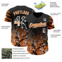 Загрузить изображение в средство просмотра галереи, Custom Black USA Flag Camo White-Texas Orange Gradient Digital Camouflage Stars &amp; Stripes Two Tone Authentic Baseball Jersey
