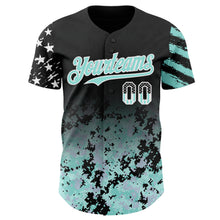 Load image into Gallery viewer, Custom Black USA Flag Camo White-Ice Blue Gradient Digital Camouflage Stars &amp; Stripes Two Tone Authentic Baseball Jersey
