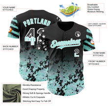 Load image into Gallery viewer, Custom Black USA Flag Camo White-Ice Blue Gradient Digital Camouflage Stars &amp; Stripes Two Tone Authentic Baseball Jersey
