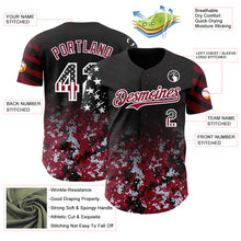 Charger l'image dans la galerie, Custom Black USA Flag Camo White-Crimson Gradient Digital Camouflage Stars &amp; Stripes Two Tone Authentic Baseball Jersey
