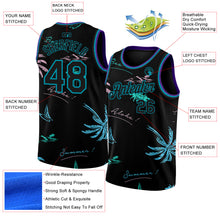 Laden Sie das Bild in den Galerie-Viewer, Custom Black Teal 3D Pattern Tropical Hawaii Palm Trees Authentic Basketball Jersey
