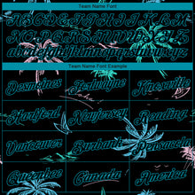 Laden Sie das Bild in den Galerie-Viewer, Custom Black Teal 3D Pattern Tropical Hawaii Palm Trees Authentic Basketball Jersey
