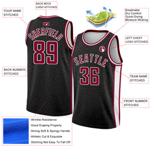 Custom Black Maroon-White Flower Authentic City Edition Basketball Jersey