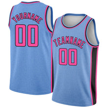Laden Sie das Bild in den Galerie-Viewer, Custom Light Blue Pink-Black Flower Authentic City Edition Basketball Jersey
