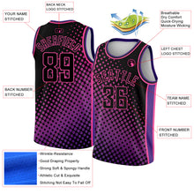Laden Sie das Bild in den Galerie-Viewer, Custom Black Pink-Purple Halftone Authentic City Edition Basketball Jersey
