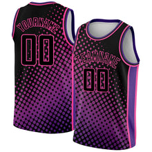 Laden Sie das Bild in den Galerie-Viewer, Custom Black Pink-Purple Halftone Authentic City Edition Basketball Jersey
