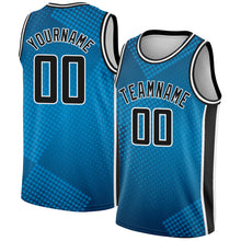 Laden Sie das Bild in den Galerie-Viewer, Custom Blue Black-White Halftone Authentic City Edition Basketball Jersey
