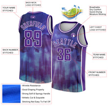 Laden Sie das Bild in den Galerie-Viewer, Custom Purple White Abstract Watercolor Monsoon Authentic City Edition Basketball Jersey
