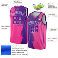 Laden Sie das Bild in den Galerie-Viewer, Custom Pink Purple-White Abstract Brush Splash Authentic City Edition Basketball Jersey
