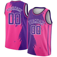 Load image into Gallery viewer, Custom Pink Purple-White Abstract Brush Splash Authentic City Edition Basketball Jersey
