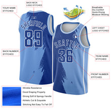 Load image into Gallery viewer, Custom Light Blue Royal-White Abstract Brush Splash Authentic City Edition Basketball Jersey
