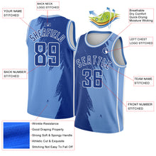 Laden Sie das Bild in den Galerie-Viewer, Custom Light Blue Royal-White Abstract Brush Splash Authentic City Edition Basketball Jersey
