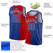 Load image into Gallery viewer, Custom Royal Red-White Abstract Brush Splash Authentic City Edition Basketball Jersey
