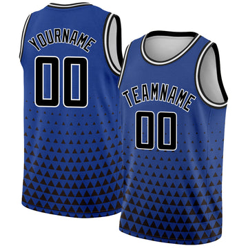 Custom Royal Black-White Triangle Shapes Authentic City Edition Basketball Jersey