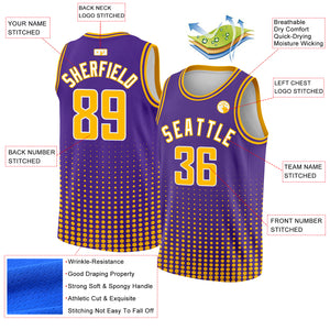 Custom Purple Gold-White Halftone Authentic City Edition Basketball Jersey