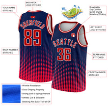 Laden Sie das Bild in den Galerie-Viewer, Custom Navy Red-White Halftone Authentic City Edition Basketball Jersey
