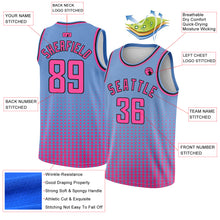 Laden Sie das Bild in den Galerie-Viewer, Custom Light Blue Pink-Black Halftone Authentic City Edition Basketball Jersey
