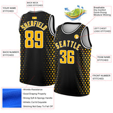 Laden Sie das Bild in den Galerie-Viewer, Custom Black Gold-White Halftone Authentic City Edition Basketball Jersey
