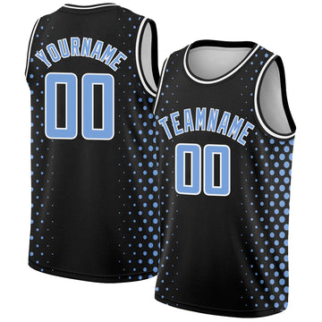 Custom Black Light Blue-White Halftone Authentic City Edition Basketball Jersey