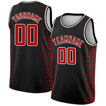 Custom Black Red-White Halftone Authentic City Edition Basketball Jersey