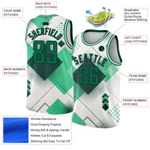 Laden Sie das Bild in den Galerie-Viewer, Custom White Kelly Green-Black 3D Pattern Design Geometric Shapes Authentic City Edition Basketball Jersey
