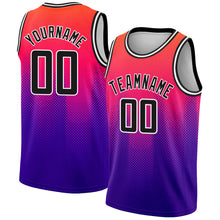 Load image into Gallery viewer, Custom Neon Pink Black-Purple 3D Pattern Design Halftone Gradient Authentic City Edition Basketball Jersey
