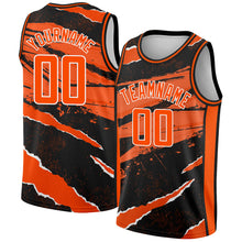 Laden Sie das Bild in den Galerie-Viewer, Custom Black Orange-White 3D Pattern Design Torn Paper Style Authentic Basketball Jersey
