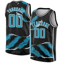 Load image into Gallery viewer, Custom Black Panther Blue-White 3D Pattern Design Torn Paper Style Authentic Basketball Jersey
