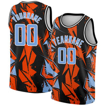 Load image into Gallery viewer, Custom Black Light Blue-Orange 3D Pattern Design Geometric Shapes Authentic Basketball Jersey
