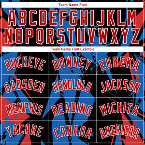 Custom Black Red-Blue 3D Pattern Design Geometric Shapes Authentic Basketball Jersey