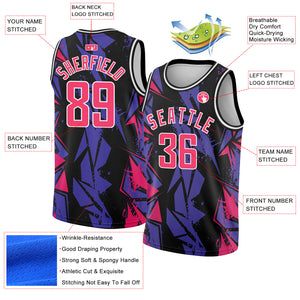 Custom Black Pink-Purple 3D Pattern Design Geometric Shapes Authentic Basketball Jersey