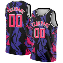 Laden Sie das Bild in den Galerie-Viewer, Custom Black Pink-Purple 3D Pattern Design Geometric Shapes Authentic Basketball Jersey
