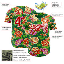 Laden Sie das Bild in den Galerie-Viewer, Custom Kelly Green Red-White 3D Pattern Design Northeast China Big Flower Authentic Baseball Jersey
