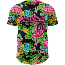 Загрузить изображение в средство просмотра галереи, Custom Black Pink 3D Pattern Design Northeast China Big Flower Authentic Baseball Jersey
