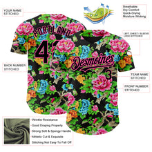 Laden Sie das Bild in den Galerie-Viewer, Custom Black Pink 3D Pattern Design Northeast China Big Flower Authentic Baseball Jersey
