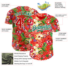 Laden Sie das Bild in den Galerie-Viewer, Custom Red Kelly Green-White 3D Pattern Design Northeast China Big Flower Authentic Baseball Jersey
