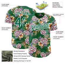 Laden Sie das Bild in den Galerie-Viewer, Custom Kelly Green White 3D Pattern Design Northeast China Big Flower Authentic Baseball Jersey
