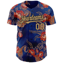 Laden Sie das Bild in den Galerie-Viewer, Custom Navy Old Gold-Black 3D Pattern Design Northeast China Big Flower Authentic Baseball Jersey
