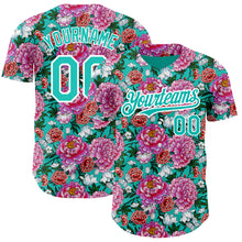 Load image into Gallery viewer, Custom Pink Aqua-White 3D Pattern Design Northeast China Big Flower Authentic Baseball Jersey

