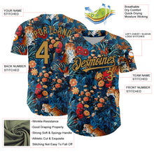 Load image into Gallery viewer, Custom Royal Old Gold-Black 3D Pattern Design Northeast China Big Flower And Leopard Authentic Baseball Jersey
