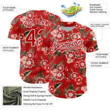 Laden Sie das Bild in den Galerie-Viewer, Custom Red White 3D Pattern Design Northeast China Big Flower Authentic Baseball Jersey
