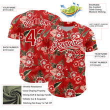 Load image into Gallery viewer, Custom Red White 3D Pattern Design Northeast China Big Flower Authentic Baseball Jersey
